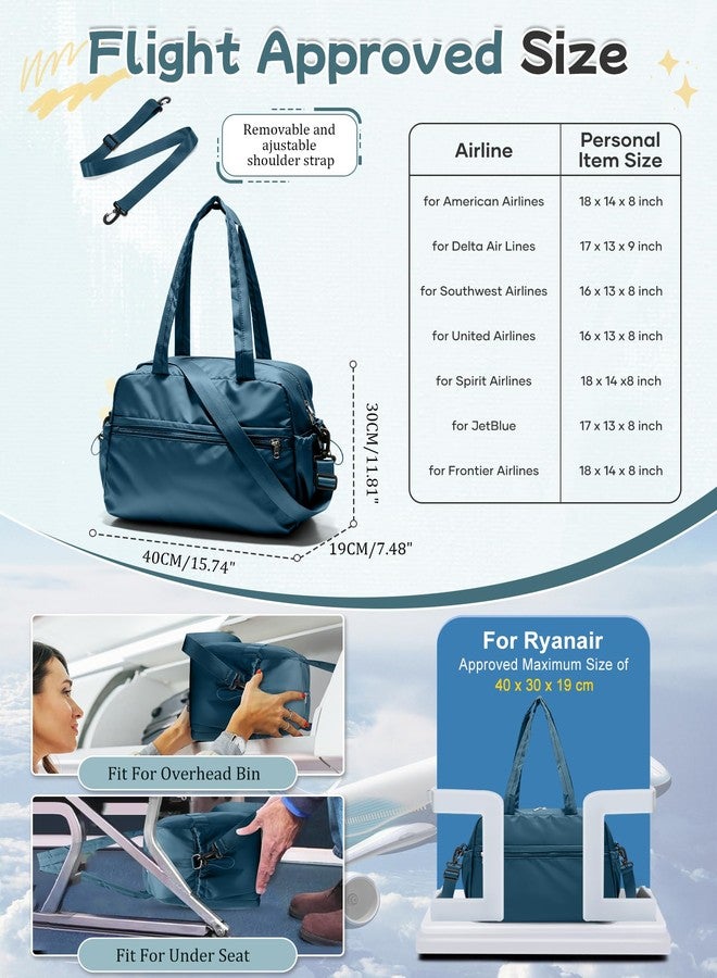 BJLFS Travel Gym Duffel Bag for Women, Small Weekender Bags for Men with Trolley Sleeve for Airplane, Waterproof Carry on Bag Sport Tote Bags Hospital Holdalls, Peacock Blue - Image 4